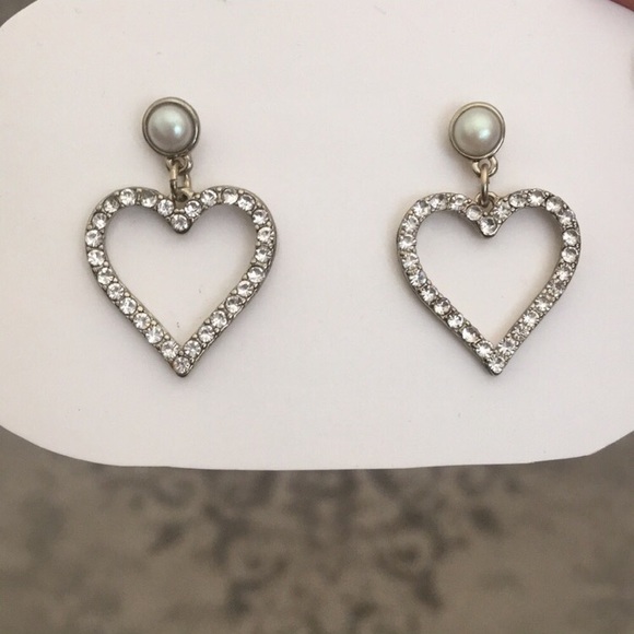 Beautiful heart pearl and crystal earrings - Picture 3 of 5